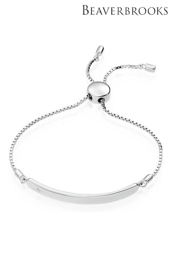 Beaverbrooks Children's Mini B Silver Diamond ID Bracelet (594005) | £80