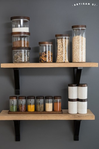 Artisan Street Set of 6 Clear Unfilled Spice Jars With Wooden Stand (594167) | £35