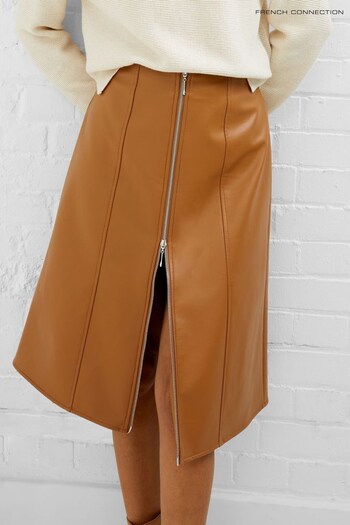 French Connection Claudia PU Brown Skirt (594183) | £69