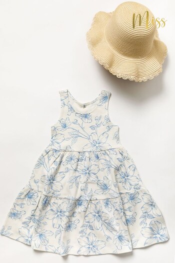Miss Blue Pinted Dress With Sunhat Outfit Set (594557) | £34