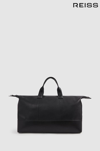 Reiss Black Carter Leather Travel Bag (594731) | £298
