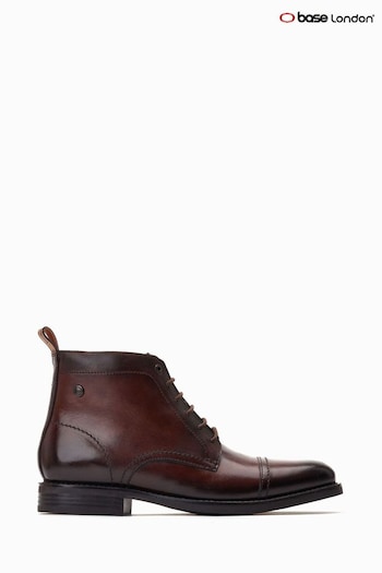 Base London Malone Lace Up Toe Cap Brown Boots While (594769) | £80