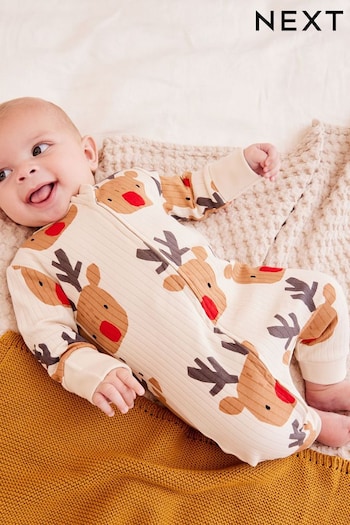 Cream Christmas Antracite Footless Sleepsuit (0mths-3yrs) (595001) | £9 - £10