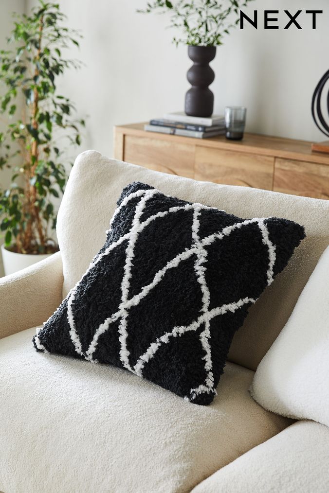Black and sale white cushions next