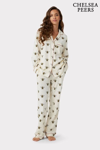 Chelsea Peers Cream Organic Cotton Bee Print Pyjama Set (595286) | £55