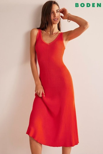 Boden Orange V-Neck Knitted Maxi Dress (595568) | £60