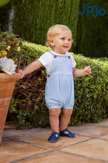 Friends Like These Blue 2-Piece Smocked Dungarees & Body Set (595602) | £30