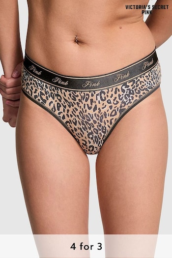 Victoria's Secret PINK Leopard Brown Hipster Cotton Logo Knickers (595717) | £9