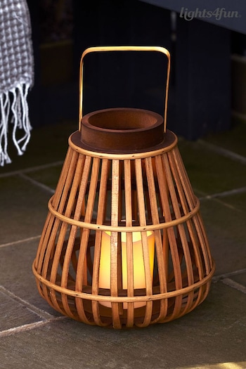 Lights4fun Natural Bamboo Battery Operated Lantern (596065) | £27.99