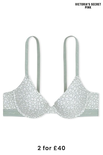 Victoria's Secret PINK Iceberg Green Push Up Cotton Logo Bra (596076) | £29