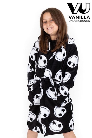 Vanilla Underground Black Nightmare Before Christmas Unisex Kids Fleece Dressing Gown Robe (596173) | £25
