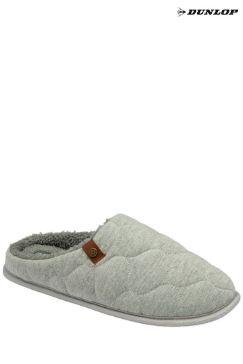 Dunlop Grey Mens Quilted Mule Slippers (596206) | £19