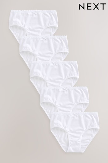 White Lace Trim Briefs 5 Pack (1.5-16yrs) (596266) | £6 - £10