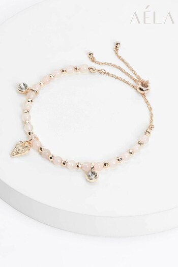 Aela Pink Rose Quartz Tie Up Bracelet (596390) | £20