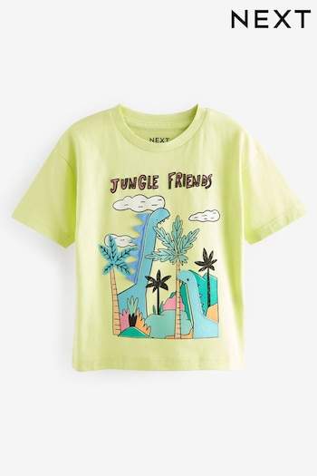 Yellow Dinosaur Appliqué Character Short Sleeve T-Shirt (3mths-7yrs) (596414) | £6 - £8