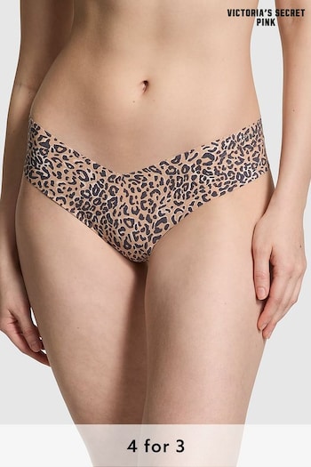Victoria's Secret PINK Leopard Brown Thong No Show High Leg Knickers (596423) | £9