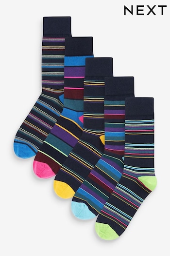 Blue Stripe Pattern Socks 5 Pack (596867) | £14
