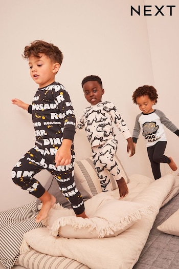 Black/Gold Dinosaur Snuggle Pyjamas 3 Pack (9mths-10yrs) (597038) | £28 - £34
