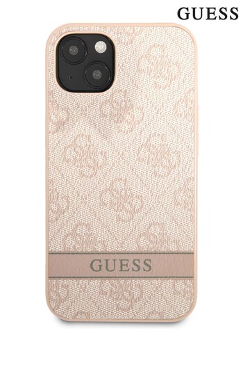 Guess Pink iPhone 13 Mini 4G Pu Leather Case with Bottom Printed Stripe (597043) | £40
