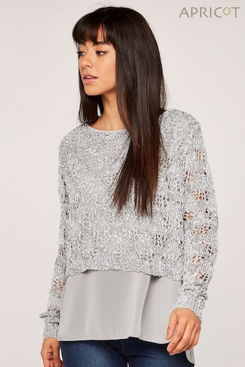Apricot Silver Sequin Knit Chiffon Underlay Top (597258) | £35