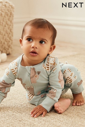 Green Baby Cotton Sleepsuits 3 Pack (0mths-3yrs) (597282) | £20 - £22