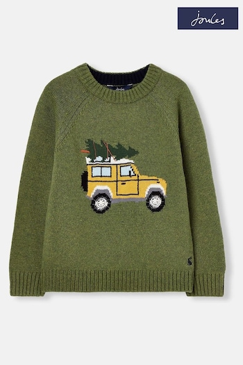 Joules The Cracking Knit Green Festive Knitted Jumper (597293) | £29.95 - £35.95