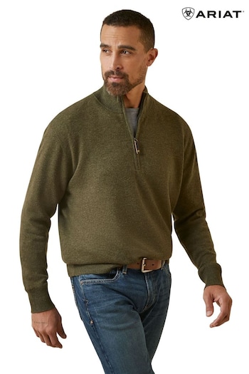 Ariat Green Bolinas 1/2 Zip Sweater (597316) | £130