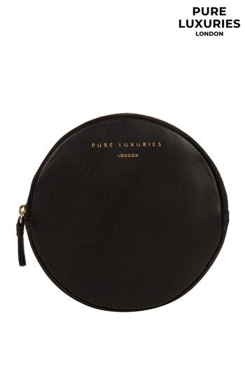 Pure Luxuries London Black Oakwood Leather Coin Purse (597381) | £16