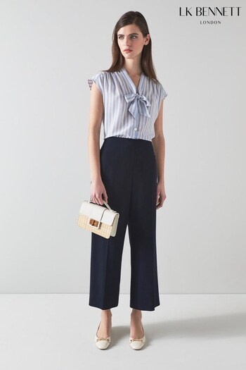 LK Bennett Blue Maisie Recycled Crepe Trousers (597653) | £179