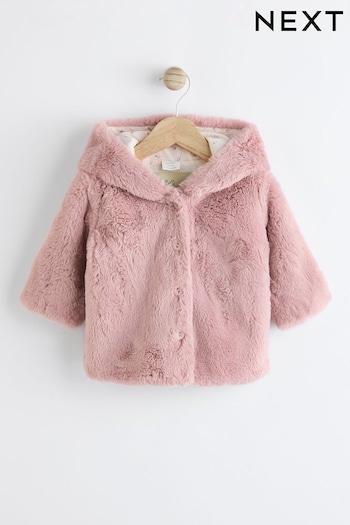 Pink Baby Cosy Hooded Faux Fur Jacket (0mths-2yrs) (597693) | £20 - £22