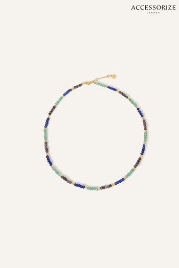 Accessorize Natural 14ct Gold-Plated Stone and Bead Necklace (597918) | £26