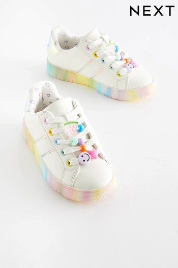 White Rainbow Beaded Chunky Lace-Up Trainers (597922) | £25 - £32