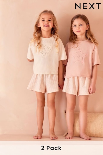 Pink/Cream Short Pyjamas 2 Pack (9mths-16yrs) (598042) | £16 - £26
