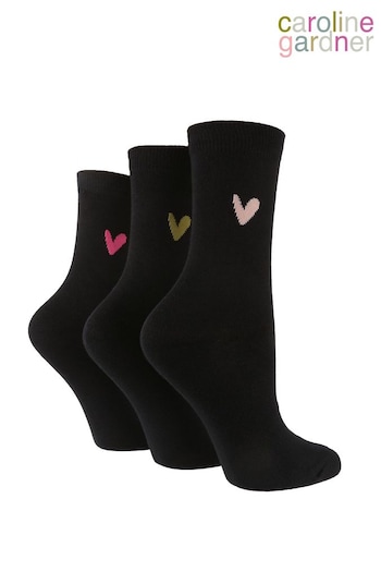 Caroline Gardner Black Signature Heart Socks (598083) | £14