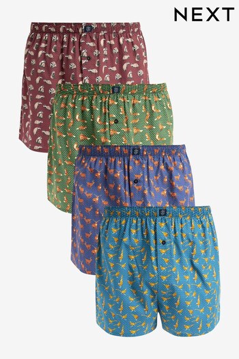 Woodland animal 4 pack Pattern Woven Pure Cotton Boxers (598092) | £30