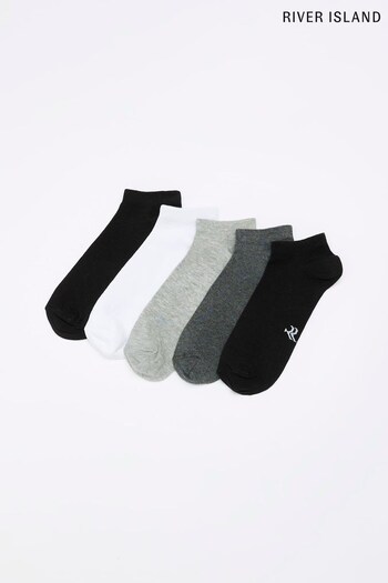 River Island Grey Trainers Socks 5 Pack (598405) | £13