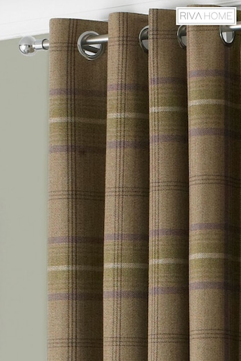 Riva Paoletti Thistle Brown Aviemore Tartan Faux Wool Eyelet Curtains (598998) | £66 - £170