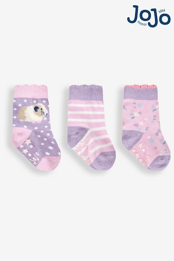 JoJo Maman Bébé Lilac 3-Pack Guinea Pig Socks (599028) | £9.50