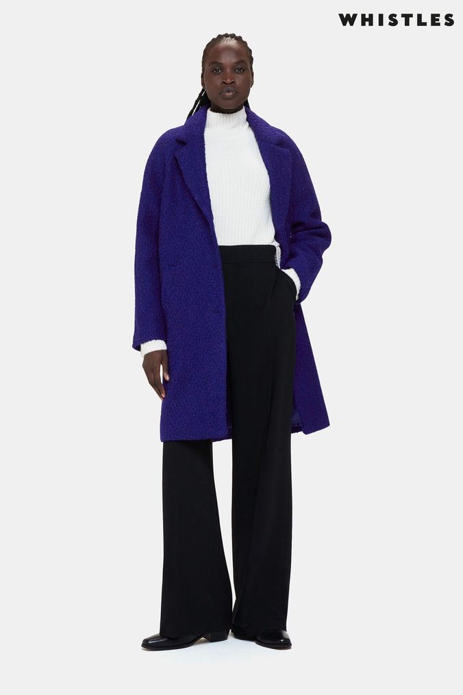 Wool blend bouclé coat top