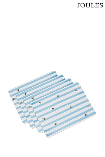Joules Set of 4 Blue Corkback Bee Striped Placemats (599176) | £25