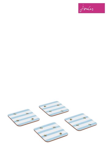 Joules Set of 4 Blue Corkback Bee Striped Coasters (599313) | £12