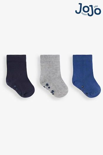 JoJo Maman Bébé Grey 3-Pack Short Cotton Socks (599807) | £9.50