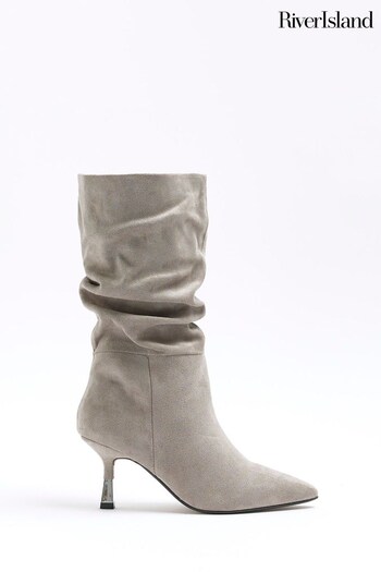 River Island Grey Slouch High Leg Boots (599972) | £60