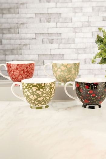 SIIP Set of 4 Red Nature Mugs (5D0761) | £28