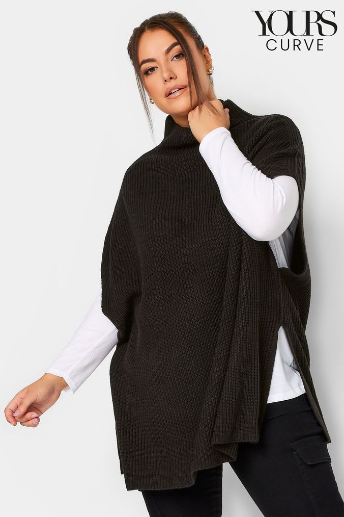 Short sleeve black roll neck jumper top