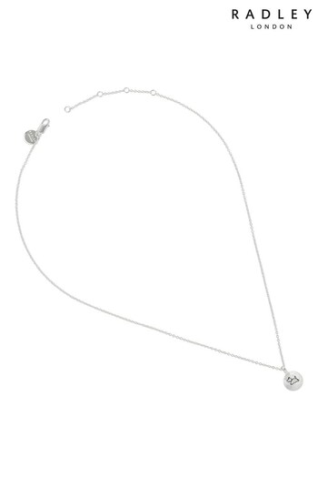Radley Silver Tone Sketch Street Ladies Hammered Disc Dog Necklace (600458) | £40