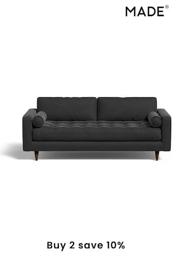 MADE.COM Matt Velvet Charcoal Grey Scott 3 Seater Sofa (600471) | £1,099