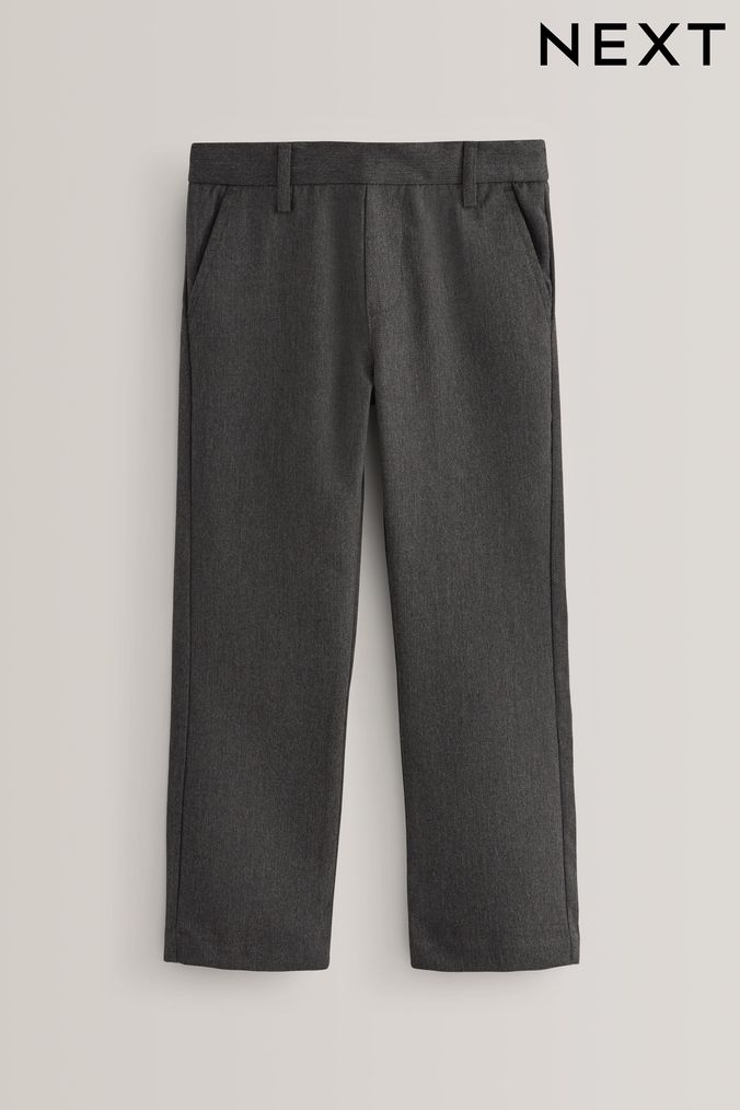 Grey Regular Pull-On Waist School Formal Straight Trousers (3-17yrs) (600620) | £9 - £16