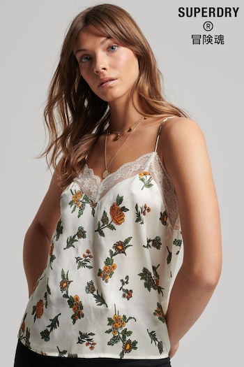 Superdry White Satin Cami Top (600695) | £35