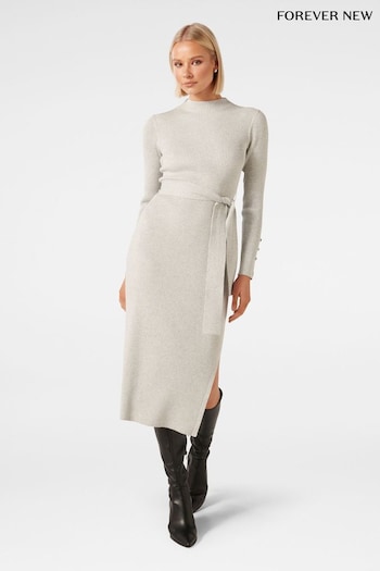 Forever New Grey Lily Rib Column Knit Dress (600815) | £95
